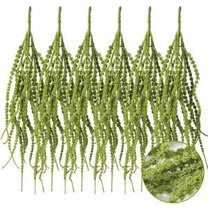 lot 7566 image: Suncalla 6 Pcs Green 35 Inch Amaranthus Artificial Flower Hanging Plants Faux Amaranthus Flower Fake Bleached Wisteria for Wedding Christmas DIY Bouquet Garlands Home Wall Decor