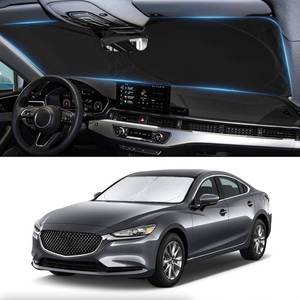 lot 8097 image: Custom Fit Mazda 6 Windshield Sunshade for Mazda 6 2014-2021 Mazda6 Accessories Front Window Shades Cover for Windshield Sun Visor Protector 210T Reflector Block Heat Protector Blocks UV Rays