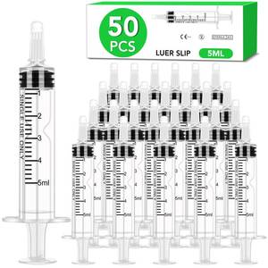 lot 8103 image: 50 PCS 5ml Syringe with Cap for Liquid, Oral Syringe without Needle for Medicine Dropper, Colostrum Collect, Liquid Measuring, Individually Sealed, Luer Slip