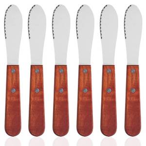 lot 8109 image: DaKuan 8 Inch Stainless Steel Butter Spreader, 6 Pack, Wood Handle