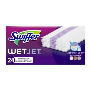 lot 8118 image: Swiffer WetJet Multi-Surface Floor Cleaner Spray Moping Pads Refill - Unscented - 24ct Cotton, Multipurpose, 5.512 Depth