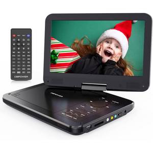 lot 8127 image: DBPOWER 12in Portable DVD Player with 5-Hour Rechargeable Battery, 10in Swivel Display Screen and SDUSB Port, with 1.8m Car Charger, Power Adaptor and Car Headrest Mount, Region Free (Black)