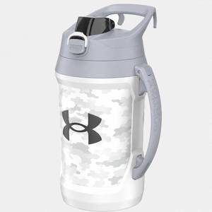 lot 8134 image: Under Armour Insulated Water Bottle with Handle and Fence Hook, Half Gallon Sports Water Jug, Leak-Resistant and BPA-Free for Baseball, Football and Gym - White Woodland, 64oz