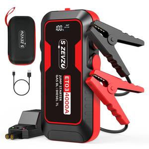 lot 8135 image: S ZEVZO ET03 Car Jump Starter 4000A Jump Starter Battery Pack for Up to 8.0L Gas and 7.0L Diesel Engines, 74Wh Portable 12V Jump Box with USB Ports, LCD Display, Storage Case, and LED Light