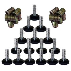 lot 8157 image: 516in Threaded Leveling Feet Screw On for FurnitureTableChairBar Stool Glides,516-18 UNC Thread Adjustable Leg Levelers Screws in Foot Pads,28mm Teflon Nylon Base(16 PcsPack)