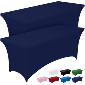 lot 8164 image: Pureegg Spandex Tablecloth 6ft 2 Pack Navy Blue
