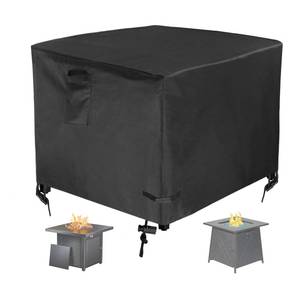 lot 8168 image: Fyelo 32 Inch Gas Fire Pit Cover for 28-32 Inch Square Fire Pit Tables, Heavy Duty 600D Waterproof and Windproof 32 x 32 x 24 Inches Patio Firepit Cover, Black