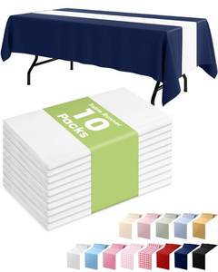 lot 8170 image: Pureegg White Plastic Table Runners - 10 Pack, 14ftft x 108ftft, Water Resistant and Disposable Centerpiece Decorations for Table Cloth, Wedding, Birthday, Holiday, Baby Shower, Party, Home Decor