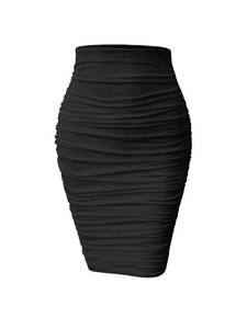 lot 8179 image: YMDUCH Womenfts High Waist Ruched Bodycon Tight Casual Pencil Skirt Black