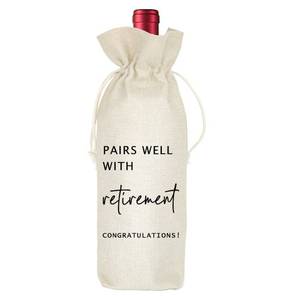 lot 8191 image: Socive Retirement Wine Bag, Retired Gifts Wine Bags, Pairs Well With Retirement, Gift for Him or Her, Leaving Gift for Colleagues Best Friends Coworkers Boss Nurse Teachers