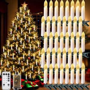 lot 8192 image: Hohean 40 Pcs Christmas Tree Flameless LED Candle Lights, White Flickering Candle String Lights with Remote Timer and 8 Modes, Xmas Taper Candles with Tree Clips for Holiday Garden Wedding Indoor