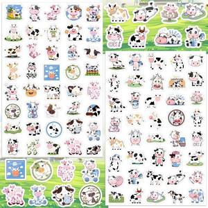 lot 8198 image: LINAYE 24 Sheets Cow Stickers for Kids, 960 PCS Waterproof Self Adhesive Cow Supplies Party Favors Crafts Stuff Rewards for Kids Boys Girls