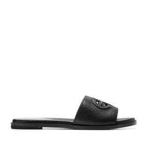 lot 8200 image: Cole Haan Womenfts Flynn Logo Slide Sandal Flat, Black Leather, 9.5