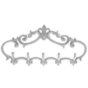 lot 8215 image: Comfify Rustic White Cast Iron Wall Hanger with 5 Hooks � Farmhouse Coat Rack for Coats  Towels and Keys