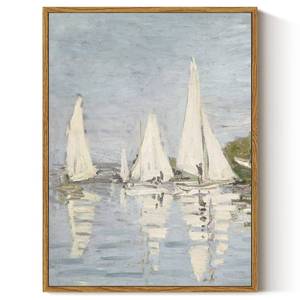 lot 8218 image: ARPEOTCY Vintage Framed Canvas Wall Art, 12x16inch, Farmhouse Summer Sailboat Wall Decor, Nautical Lake Art Prints Home Decorations, Seascape Paintings for Living Room Bedroom Office Decor
