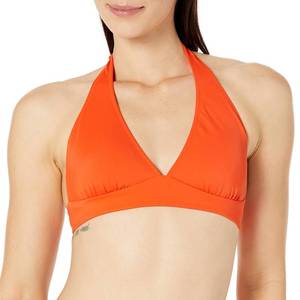 lot 8239 image: Amazon Essentials Womenfts Light-Support Padded Tie Halter Bikini Swimsuit Top (Available in Plus Size), Orange, Large