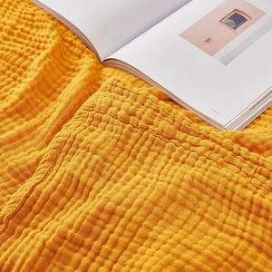 lot 9922 image: EMME Muslin Blankets for Adults Throw Blanket for Couch Breathable Gauze Soft Lightweight Airy Mustard Yellow Throw XL 50in x 71in