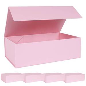 lot 9926 image: LFBOX Pink Gift Box with Magnetic Lids 13.8x8.3x4.4 in, Large Bridesmaid Groomsman Proposal Boxes 5 Pack, Collapsible Rectangle Storage Box
