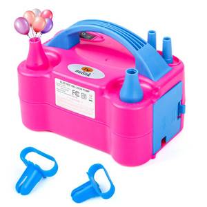 lot 9929 image: NuLink Electric Portable Dual Nozzle Balloon Blower Pump Inflation for Decoration, Party, Sport 110V120V, 600W, Rose Red