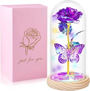 lot 9930 image: QUNPON Mothers Day Rose Gifts for Mom Flowers Rose Gifts for Women,Birthday Gifts for Women,Purple Butterfly Flowers for Mother Day Flower Gifts from Daughter Son,Gift for Mom,Sister,Her,Grandma,Wife
