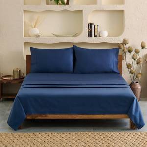 lot 9936 image: Weddingly Certified Supima Cotton Queen 4-Piece Sheet Setwith Fiber Coin for genuity100percent American Cotton15 Inch Deep PocketUltrasoft and durableVibrant Color and Strong FiberSateen Weave (Navy Blue)