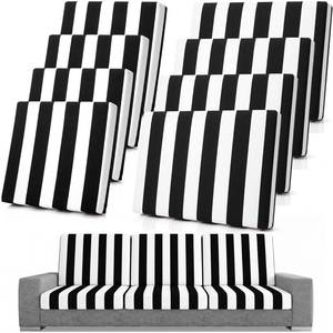 lot 9940 image: Spiareal 8 Pcs Patio Cushion Covers Stretch Outdoor Cushion Slipcovers Replacement, Include 4 Backrests and 4 Sofa Seat Covers for Furniture Protector, Waterproof Washable(Black White Striped)