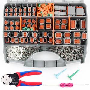 lot 9944 image: Newdeli 636PCS Deutsch Connector Kit 2 3 4 6 8 12 Pin DT Connectors with Deutsch Crimp Tool(14-20AWG) and Pin Removal Tool Size 16 Solid Contacts Waterproof Automotive Electrical Wire Connectors