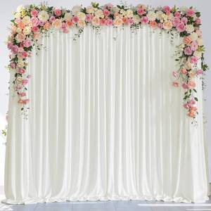 lot 9945 image: Wokceer Ivory Backdrop Curtain for Wedding Parties Backdrop Drapes 10x8FT