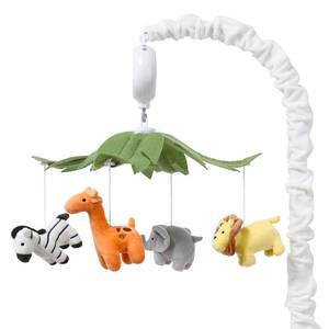 lot 9947 image: The Peanutshell Crib Mobile for Boys or Girls - White Musical Baby Crib Mobile with 12 Lullabies, Jungle Animal, Baby Safari Animals Nursery Decor