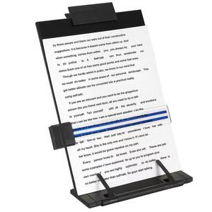 lot 10003 image: Desktop Document Holder Stand with 7 Adjustable Positions, Black Metal File Organizer Management Copyholder for Typing Speech Reading A4 Letter Music Book Tablet Office, with Paper Clip and Line Guide