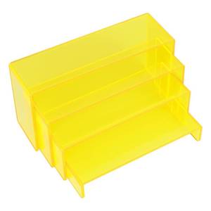 lot 10468 image: ELEGANTLIFE Acrylic Display Risers Set of 4, 4-Level Tiered Display Stands for Cupcakes, Small Figures and Jewelry, Compact Countertop Display Shelf, Multiple Colors Available (Light Yellow (Translucent))