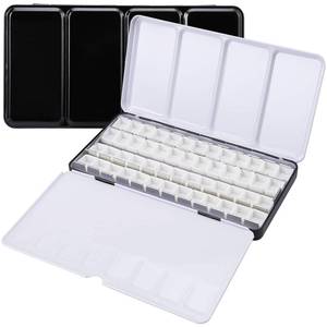 lot 10473 image: LOONENG Empty Watercolor Palette, Metal Watercolor Tin with Fold-Out Palette, Large Watercolor Tray Palette with 52 Empty Watercolor Half Pans for Plein Air Painting, Acrylic and Oil Painting