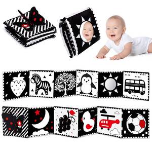 lot 10474 image: Black and White High Contrast Toys for Baby 0-3 3-6 months Infant Tummy Time Soft Crinkle Book Mirror Sensory Toys 0 2 4 5 6 Month Old Babies Boy Gril Newborn Development Christmas Stocking Stuffer