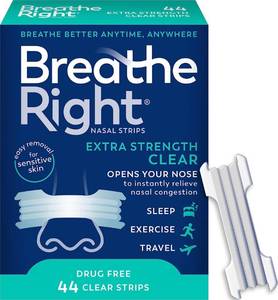lot 10479 image: Breathe Right Nasal Strips, Extra Strength, Nasal Congestion, Clear, 44ct