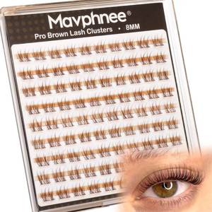 lot 10482 image: Mavphnee 8MM Brown Lash Clusters Clear Band Eyelashes Natural Looking Individual Lashes Extensions with CC-Curly for Soft Vibe Natural Enhancement