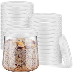 lot 10487 image: Tessco for you 24 Pcs Yogurt Jar Lids Compatible with Oui Yogurt, Clear
