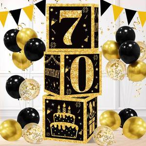 lot 10490 image: DataMoon 70th Birthday Decorations Boxes for Men