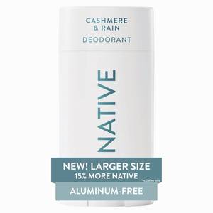 lot 10491 image: Native Aluminum Free Deodorant, Cashmere and Rain, Large Size Stick, 72 Hour Odor Control, for Women and Men, Contains Naturally Derived Ingredients, 3.1 oz