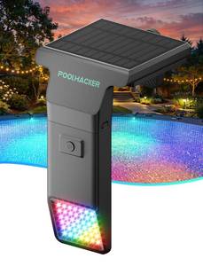 lot 11103 image: Solar Pool Lights for Inground and Above Ground Pool, 10-Color 4-Mode LED Pool Lights, Underwater Swimming Pool Lights with Timer, Submersible Pool Lights with Remote, Waterproof Design (Black, 1 Pack)