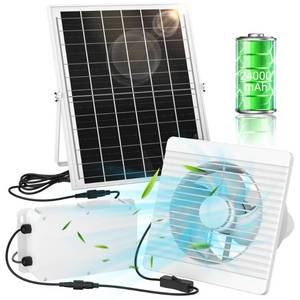 lot 11109 image: 25W Solar Exhaust Fan with Battery for Chicken Coops, Greenhouses and Sheds