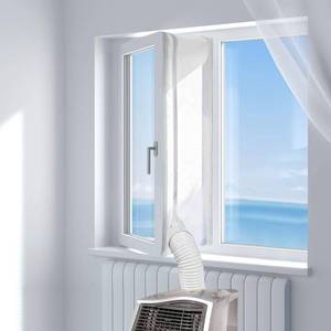 lot 11115 image: HOOMEE 118in(300CM) Universal Window Seal for Mobile Air Conditioner and Tumble Dryer � Window Kit Works with Portable AC, Easy to Install - Air Exchange Guards with Zip and Adhesive Fastener