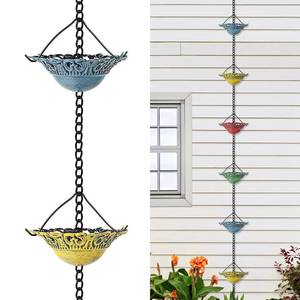 lot 11123 image: 8.5 FT Colorful Rain Chain with 12 Cups for Gutters Downspouts Outside