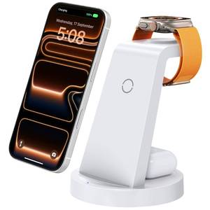 lot 11127 image: Anlmz 3 in 1 Charging Station for iPhone - Wireless Charger for Apple Products Multiple Devices - Charging Dock Stand for AirPods (for iPhone 17 16e 16 15 14 13 pro 12 11 X Max)