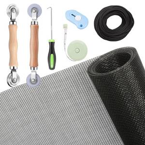 lot 11129 image: Windows Screen and Screen Door Repair Kit, 48inx118in Charcoal Fiberglass Mesh with Rolling ToolHookRulerCutterSpline - Window Screen and Sliding Screen Door Replacement for Windows, TOOLTRIZ