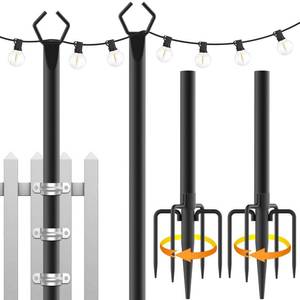 lot 11131 image: Mutovlin 2 Pack String Light Poles,10 Ft Light Poles for Outside String Lights,Outdoor Lights Pole with Fork,Metal Poles Stand for Patio Deck Backyard (10FT 2 Pack)