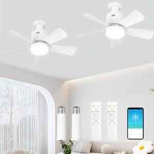 lot 11133 image: LANMEL 17.7ftftSocket Ceiling Fan Light with Remote Control Light Bulb Fan