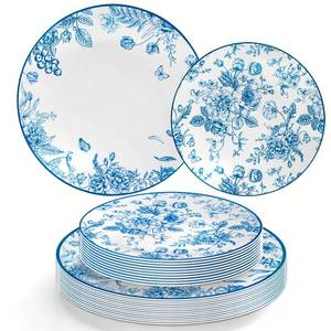 lot 11152 image: AnyDesign 80 Pcs Blue White Floral Plastic Plates 10.25 Inch Dinner and 7.5 Inch Dessert Chinoiserie Flower Disposable Plates Party Tableware for Spring Wedding Baby Shower Table Supplies