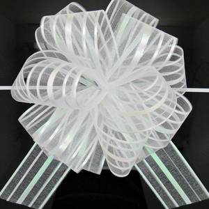 lot 12109 image: FQTANJU Pull Bow, Large, Organza, 6 Inches, 5 Pieces (White)