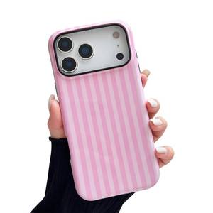 lot 12113 image: CHEDEMK Compatible with iPhone 17 Pro Case, Cute Fashion Aesthetic Striped Phone Case for Women, Shockproof Soft TPU and Hard PC Protective Phone Cover for iPhone 17 Pro 6.3in- Pink