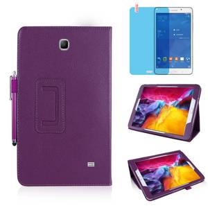 lot 12119 image: Slim Leather Case for Samsung Galaxy Tab 4 7.0 Inch 2014 (SM-T230 T231 T235), Multi-Angle Stand Full-Protective Tablet Cover Book Case with Stylus Pen,Screen Film (Purple)